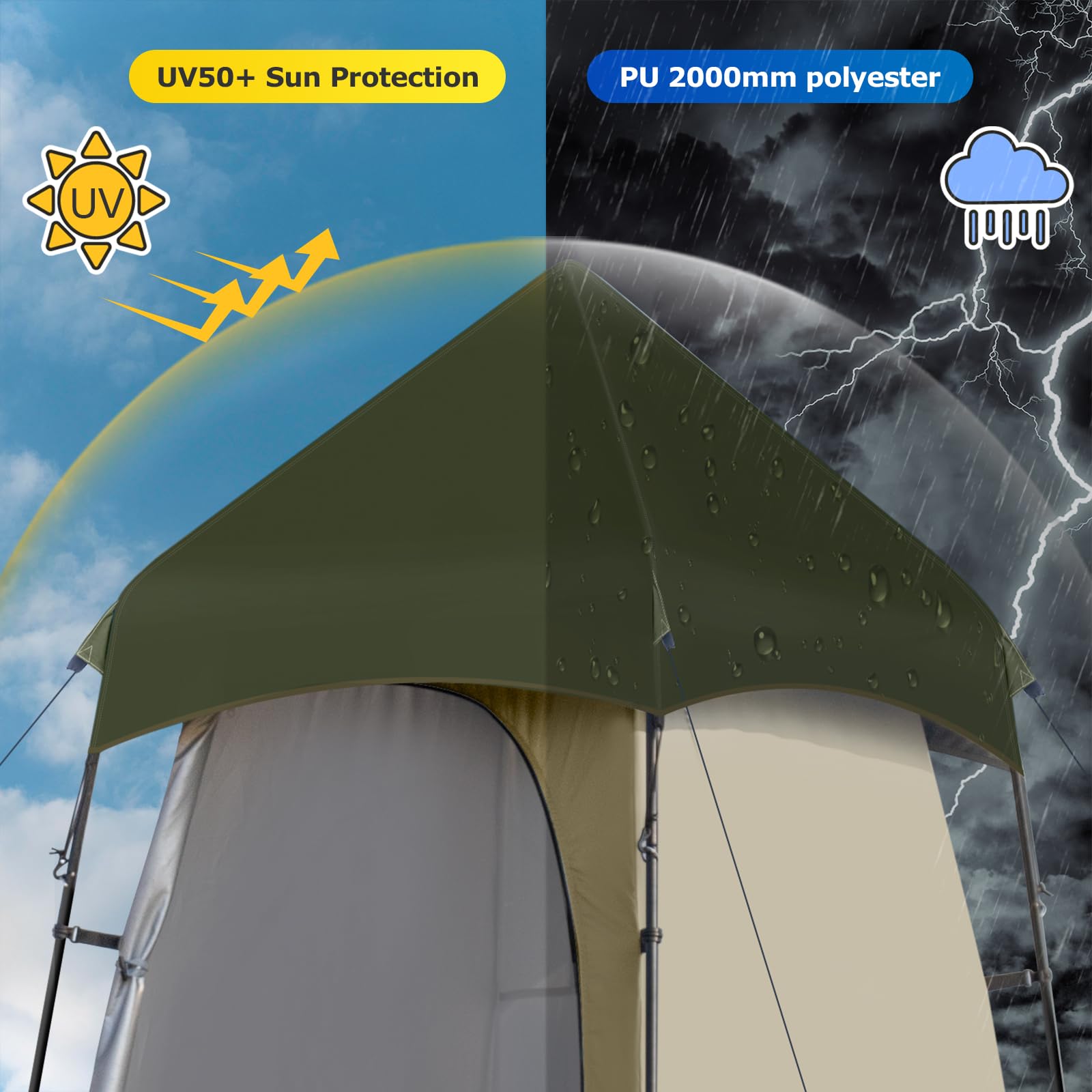 6.9 FT Portable Camping Shower Tent - Outdoor Privacy Changing Room for Camping, Toilet & Shower - Ideal for Beach, Hiking & Outdoor Adventures