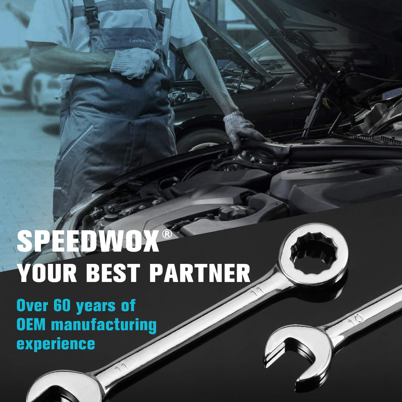 SPEEDWOX 10-Piece Mini Combination Wrench Set (4-11mm) - Open & Box End Wrenches for Automotive Repair, Industrial Maintenance, Electronics, Mechanics & DIY Projects - High Carbon Steel Tools for Home Garage & Professional Use