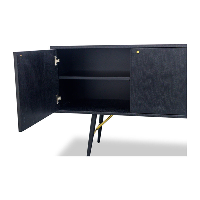 OMARI 160cm Sideboard Buffet Cabinet - Modern Black Ash Wood Storage for Dining Room, Living Room & Entryway