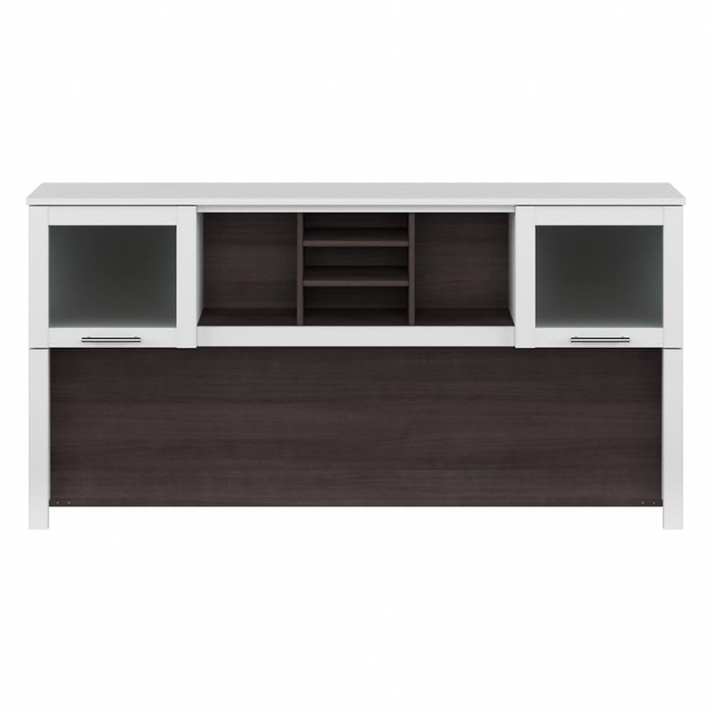 Bush Furniture Somerset 72W Office Desk Hutch in White and Storm Gray - Perfect for Home Office, Study Room & Workspace Organization