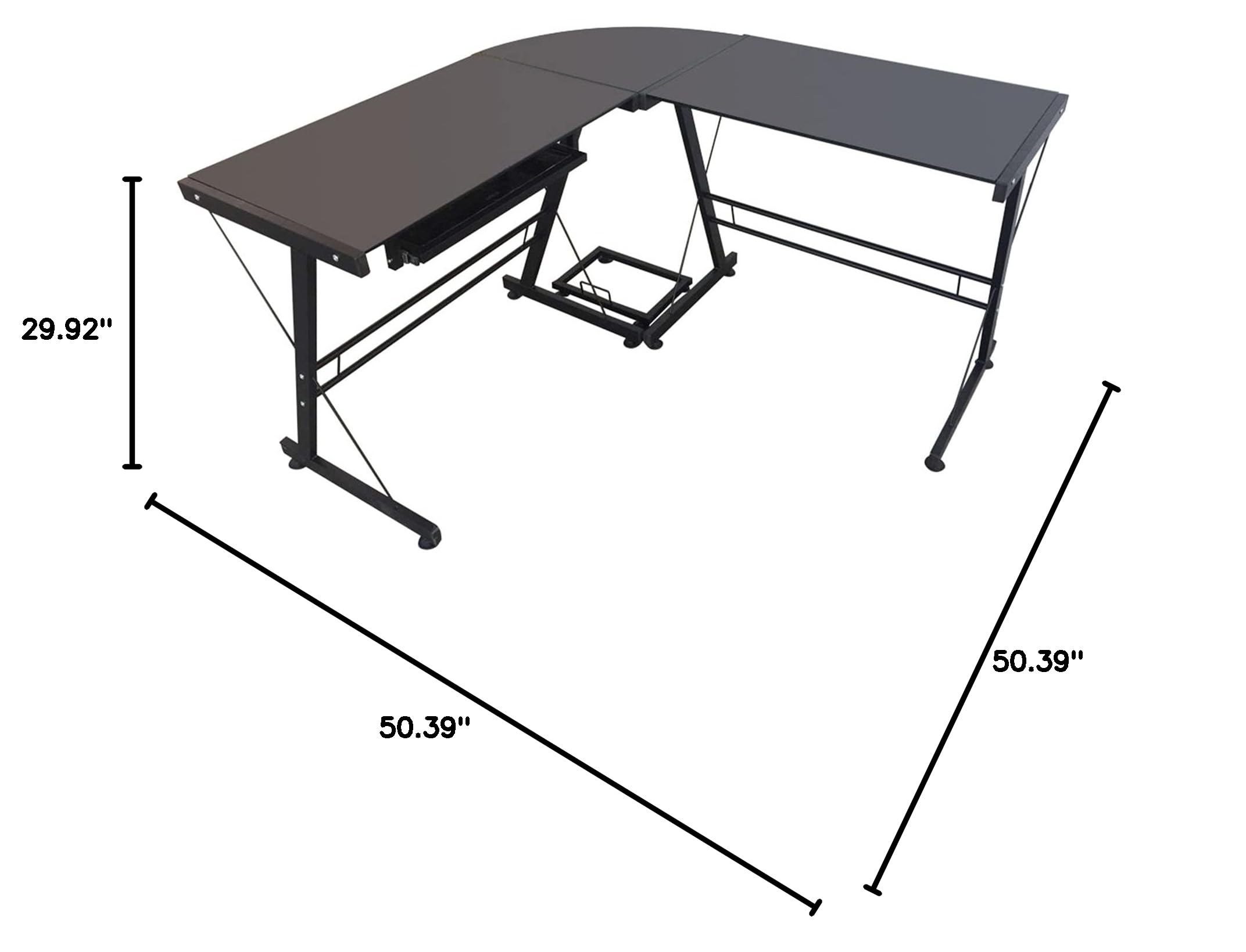 L-Shaped Durable Stalinite Computer Desk - Black Home Office Workstation for Small Spaces, Gaming & Study | Perfect for Bedroom, Dorm & Apartment