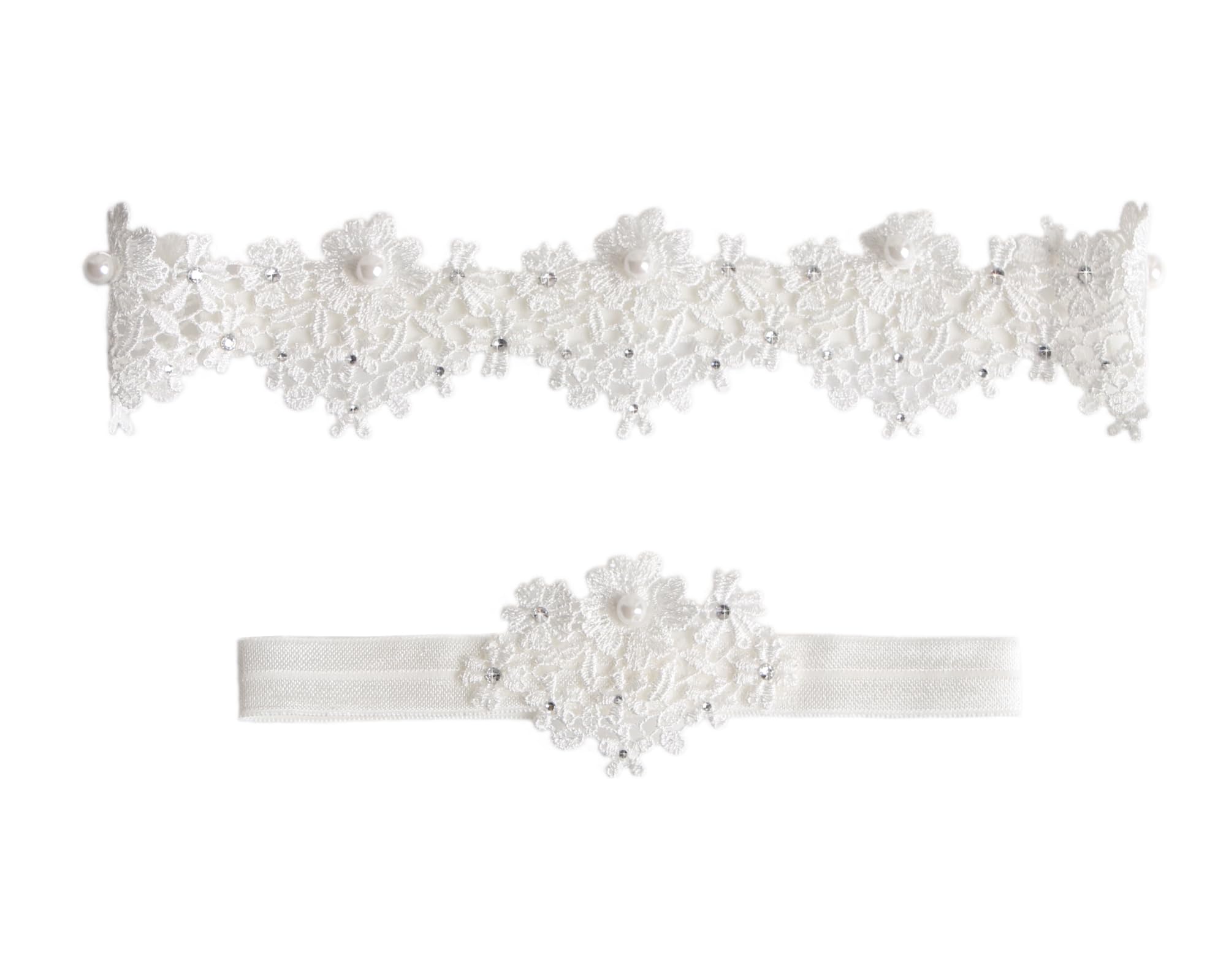Elegant Pearl Wedding Garter Set - Lace Bridal Garter with Non-Slip Design for Plus Size Brides | Perfect for Wedding Day, Bridal Shower & Boudoir Photography