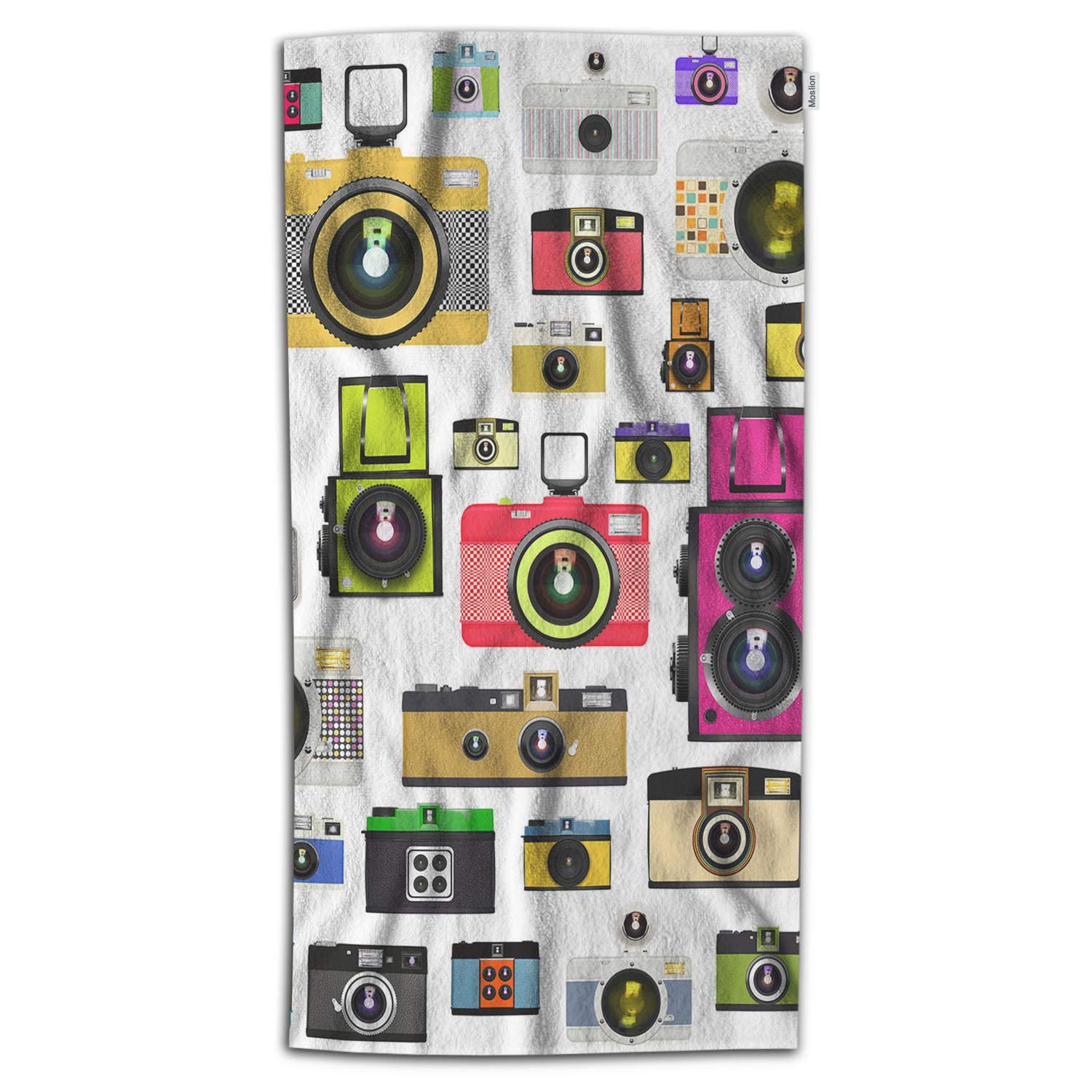 Moslion Vintage Camera Design Microfiber Bath Towel 32x64 Inch - Soft Absorbent Beach & Bath Towel for Women & Men - Perfect for Pool, Gym, Spa and Home Bathroom Use
