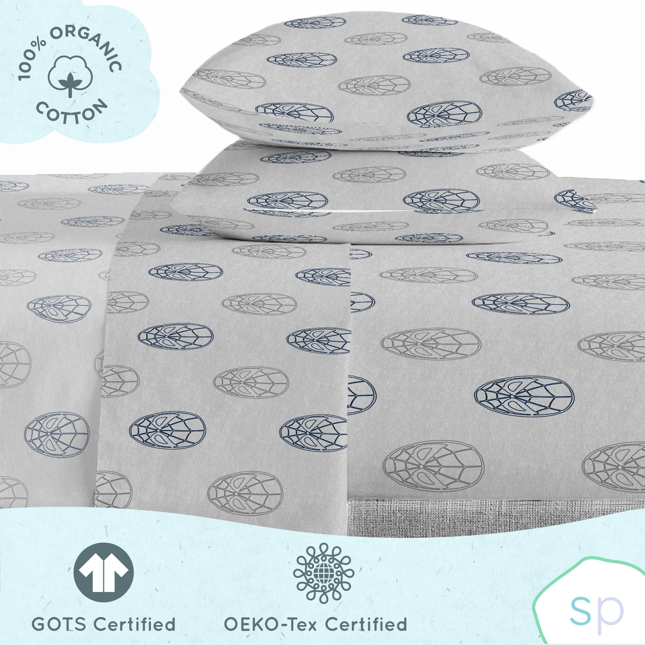Marvel Spiderman Web Stripe Queen Size 7-Piece Bedding Set - 100% Organic Cotton - GOTS & Oeko-TEX Certified (Official Licensed) - Perfect for Kids' Rooms, Superhero Themed Bedrooms & Marvel Fans
