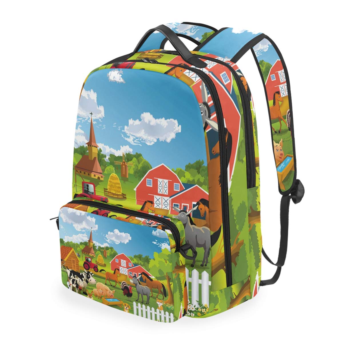 Stylish Cartoon Animal Forest Print Twill Backpack - Convertible to Shoulder Bag & Messenger Bag for School, Travel & Daily Use | Perfect for Teens, Adults, Girls & Boys