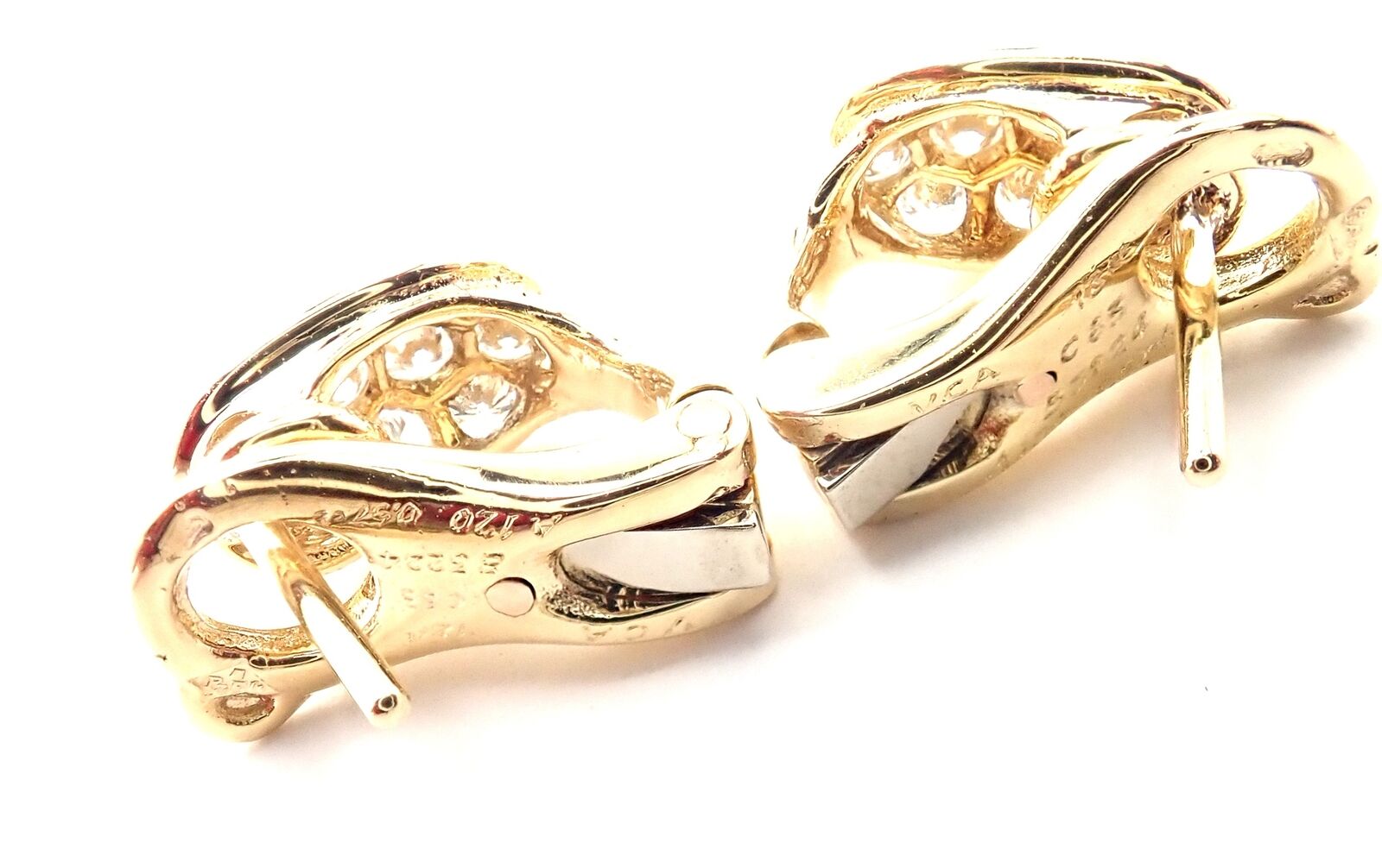 Van Cleef & Arpels 18k Yellow Gold Diamond Mother of Pearl Door Knocker Earrings - Luxury Jewelry for Women, Perfect for Weddings & Special Occasions