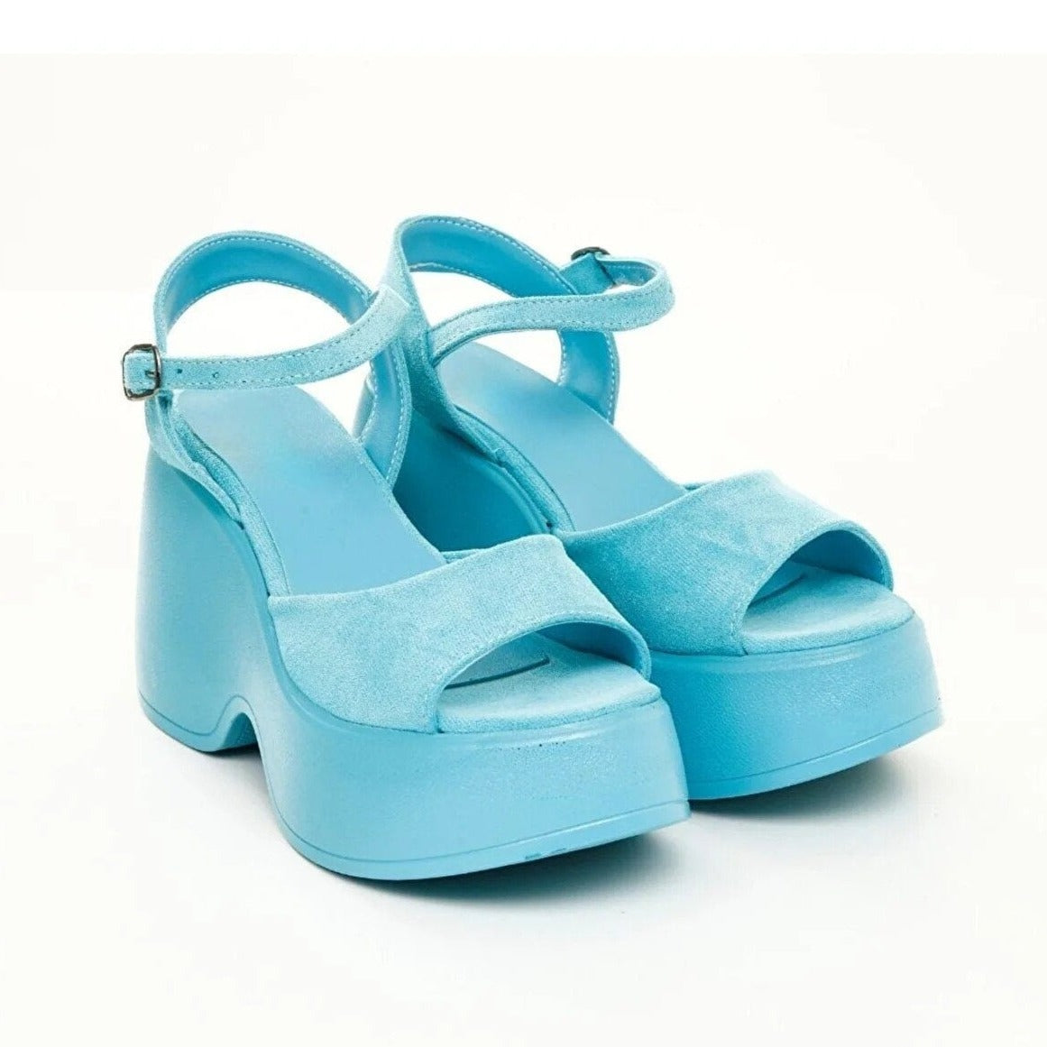 Barb Baby Blue Wedges - Women's Comfortable Chunky Heel Sandals for Summer, Beach & Casual Outings | Perfect for Weddings, Parties & Everyday Wear