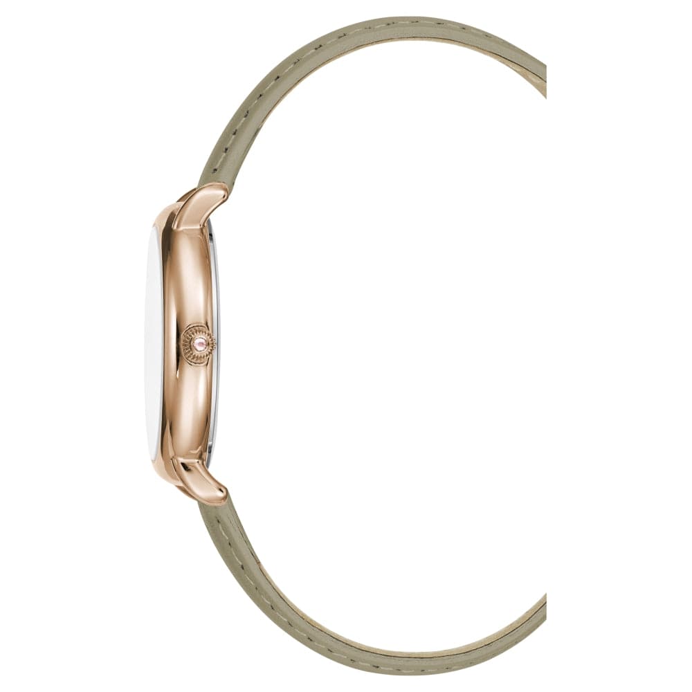BCBGMAXAZRIA Women's Quartz Rose Gold Stainless Steel Watch with Green Leather Strap BG50676003 - Perfect for Office, Party & Everyday Wear