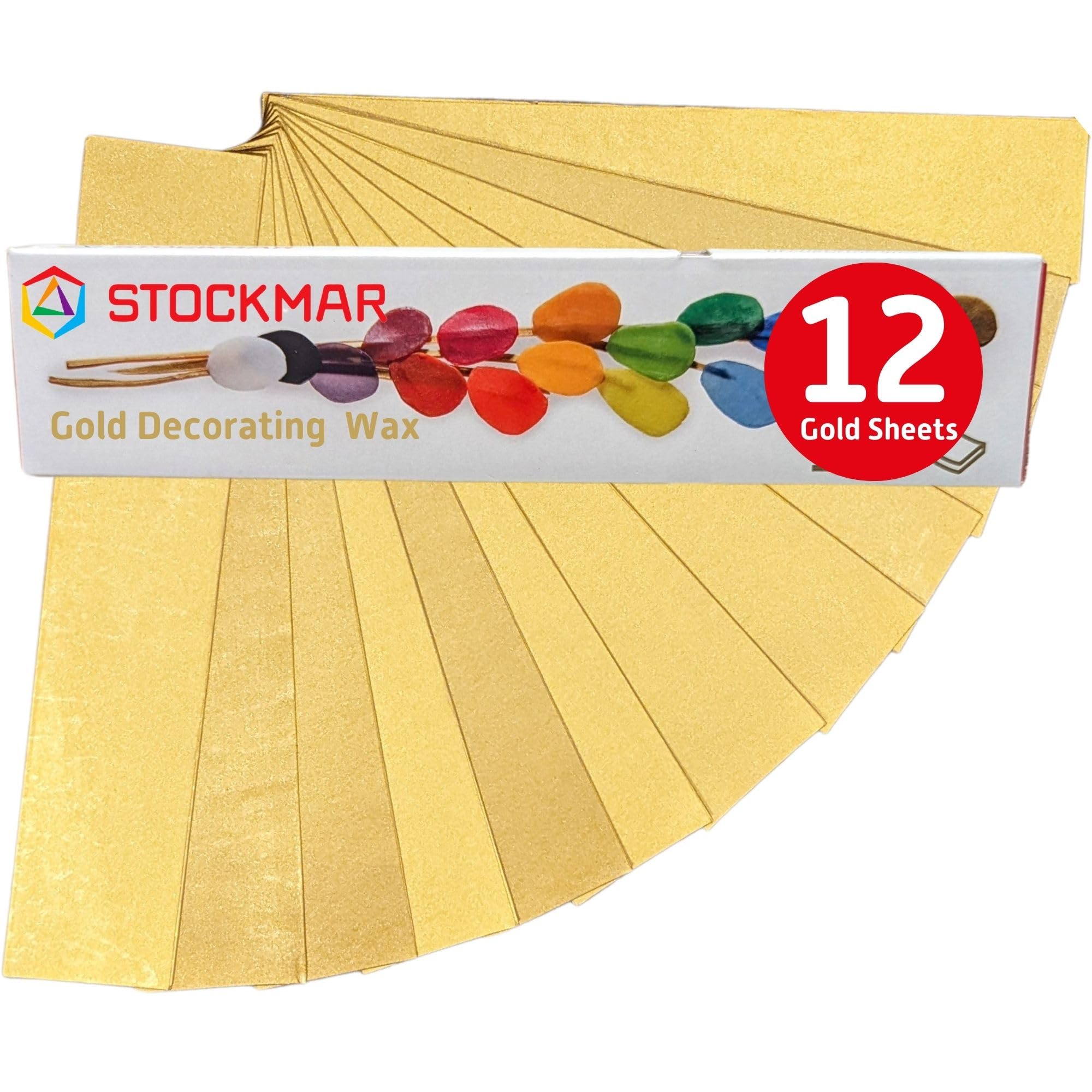 Premium Stockmar Decorating Beeswax Narrow Sheets - Gold (12 Sheets) | Natural Modeling Wax for Candle Making, DIY Crafts, Art Projects | Perfect for Adults, Kids & Teens at Home, School or Creative Workshops | Great for Holiday Stocking Stuffers & Gift Ideas