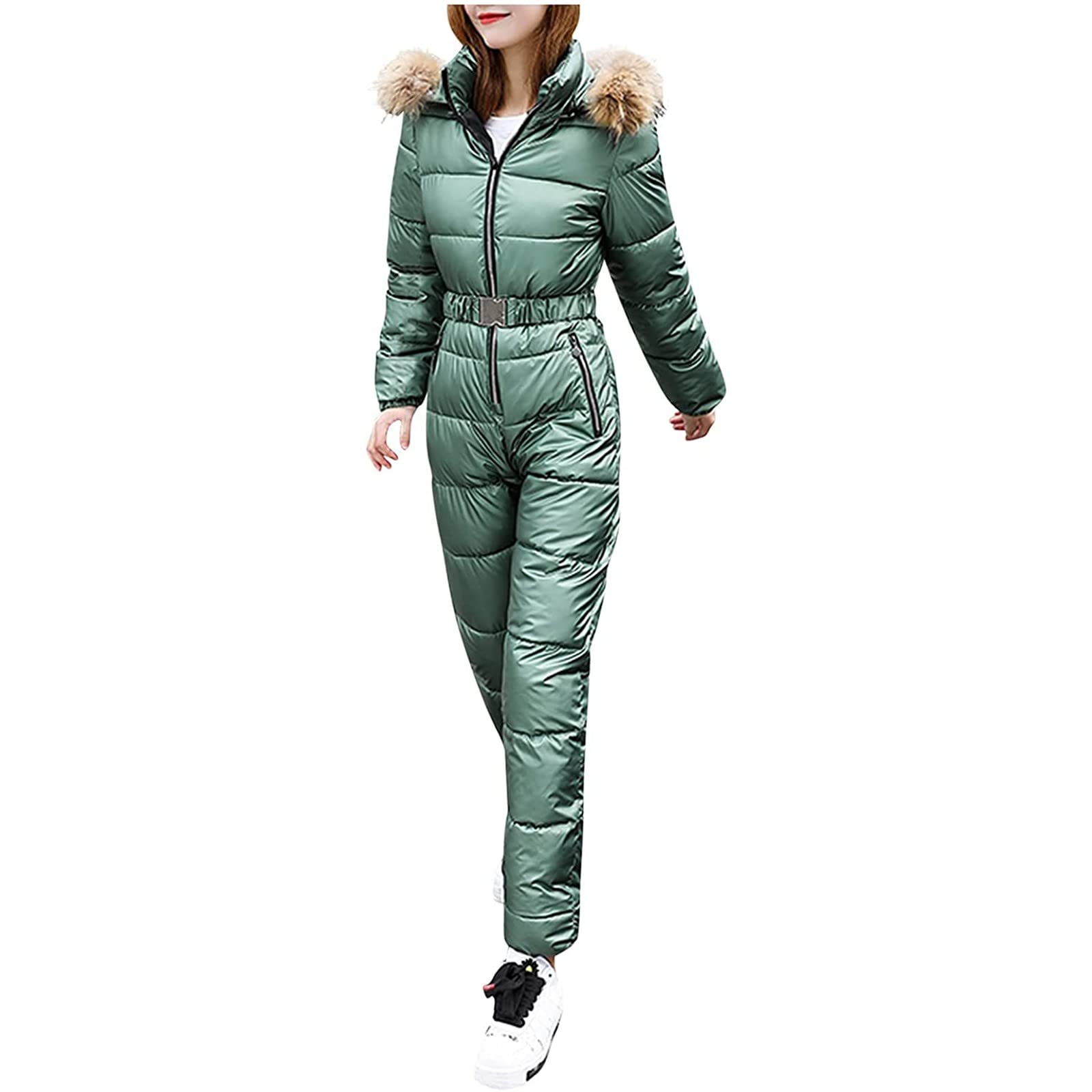 Women's Ski Suit - Waterproof Winter Jacket with Hood & Zipper for Outdoor Sports, Snowboarding, Skiing | Comfortable One-Piece Jumpsuit for Leisure & Cold Weather Activities