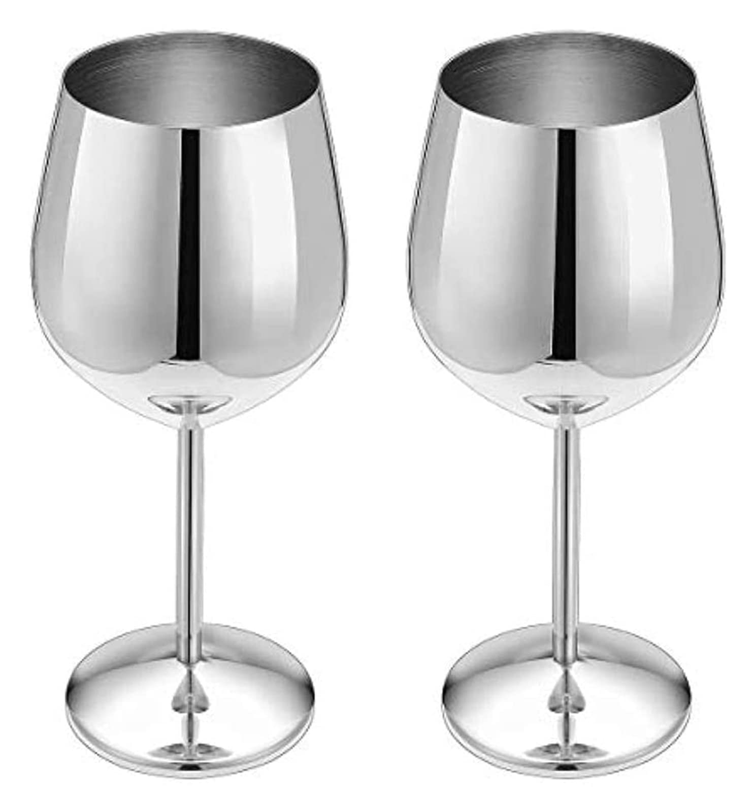 Premium Stainless Steel Copper Plated 500ml Wine Glass Set - 2pcs Silver Goblet for Champagne, Cocktail, Whiskey, Coffee - Durable & Anti-Fall Design - Perfect for Parties, Weddings, Home Bar & Gift Giving