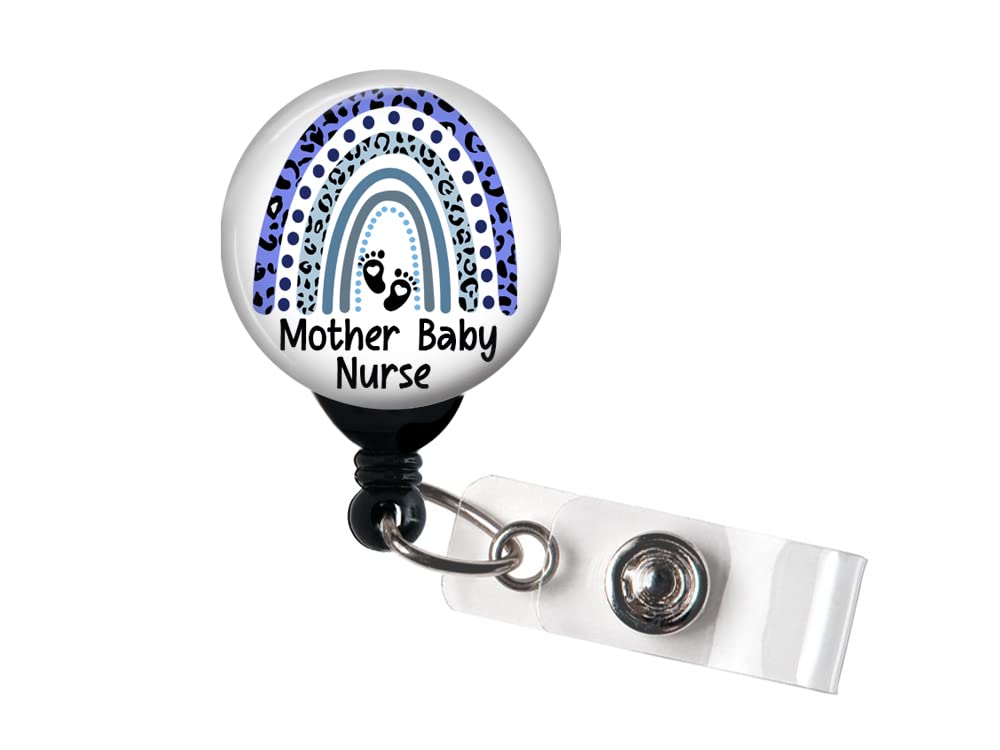 Retractable Badge Reel with Swivel Clip - Rainbow Design for Mother Baby Nurses & Healthcare Professionals - Ideal for Hospitals, Nurseries & Pediatric Units