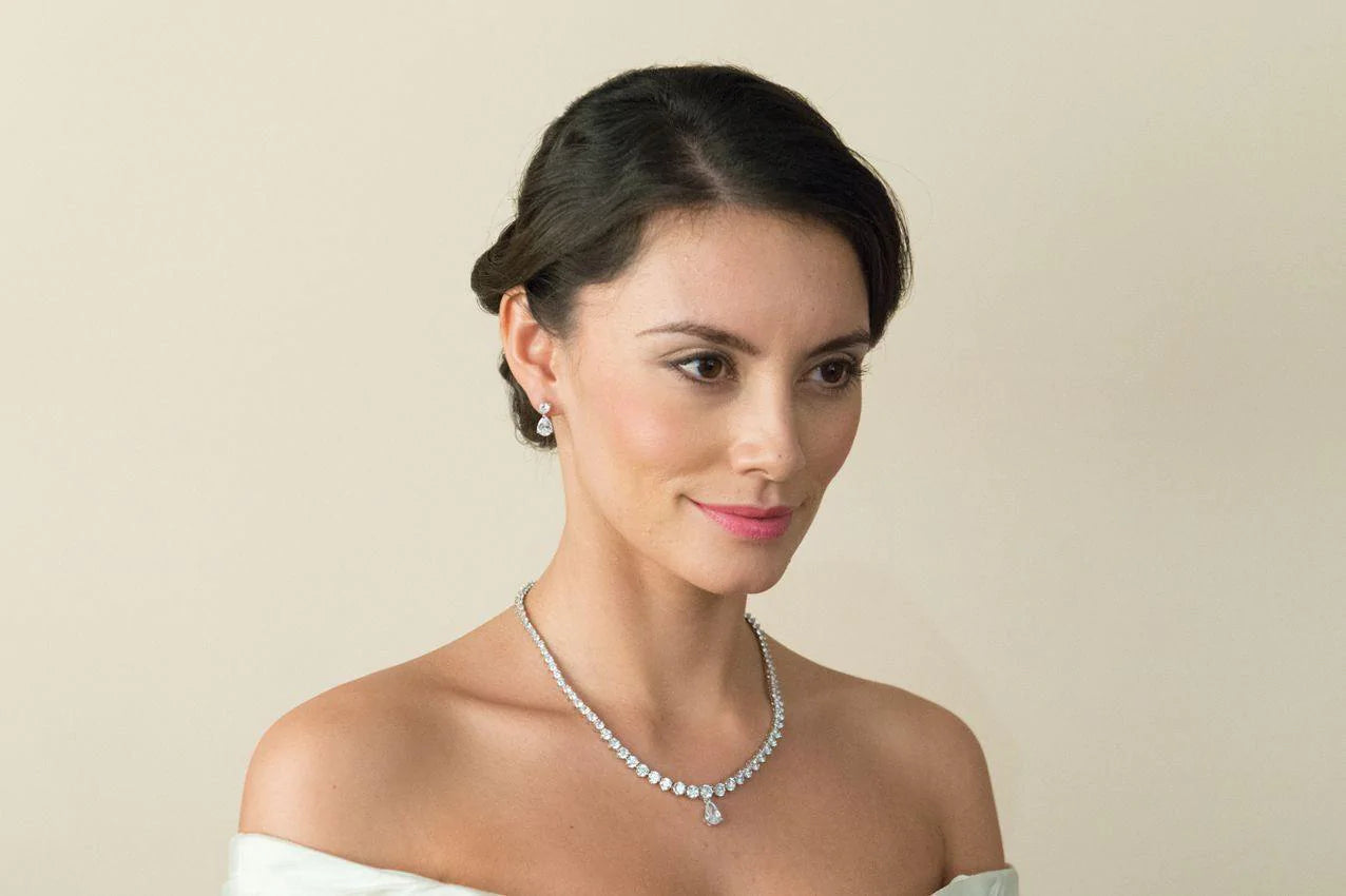 Silver Crystal Bridal Jewelry Set - Elegant Wedding Necklace & Earrings for Bride, Bridesmaid & Formal Occasions | Perfect for Weddings, Prom & Evening Events