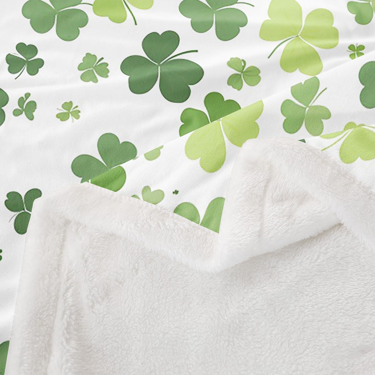 Soft Shamrocks Fleece Throw Blanket - 30x40 Inch Clover Leaves Sherpa Blanket for Kids & Adults | Cozy Plush Blanket for St. Patrick's Day, Ireland Holiday Decor | Perfect for Sofa, Bed, Couch & Baby Nursery - Warm & Fuzzy Winter Blanket for Home Decor & Gifts