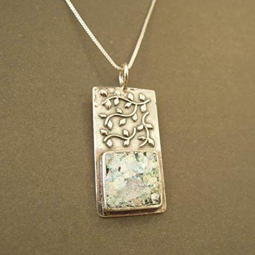 Ancient Roman Glass Sterling Silver Pendant - Handcrafted Tree Branch Design Jewelry for Women, Perfect for Gifts, Weddings & Everyday Elegance