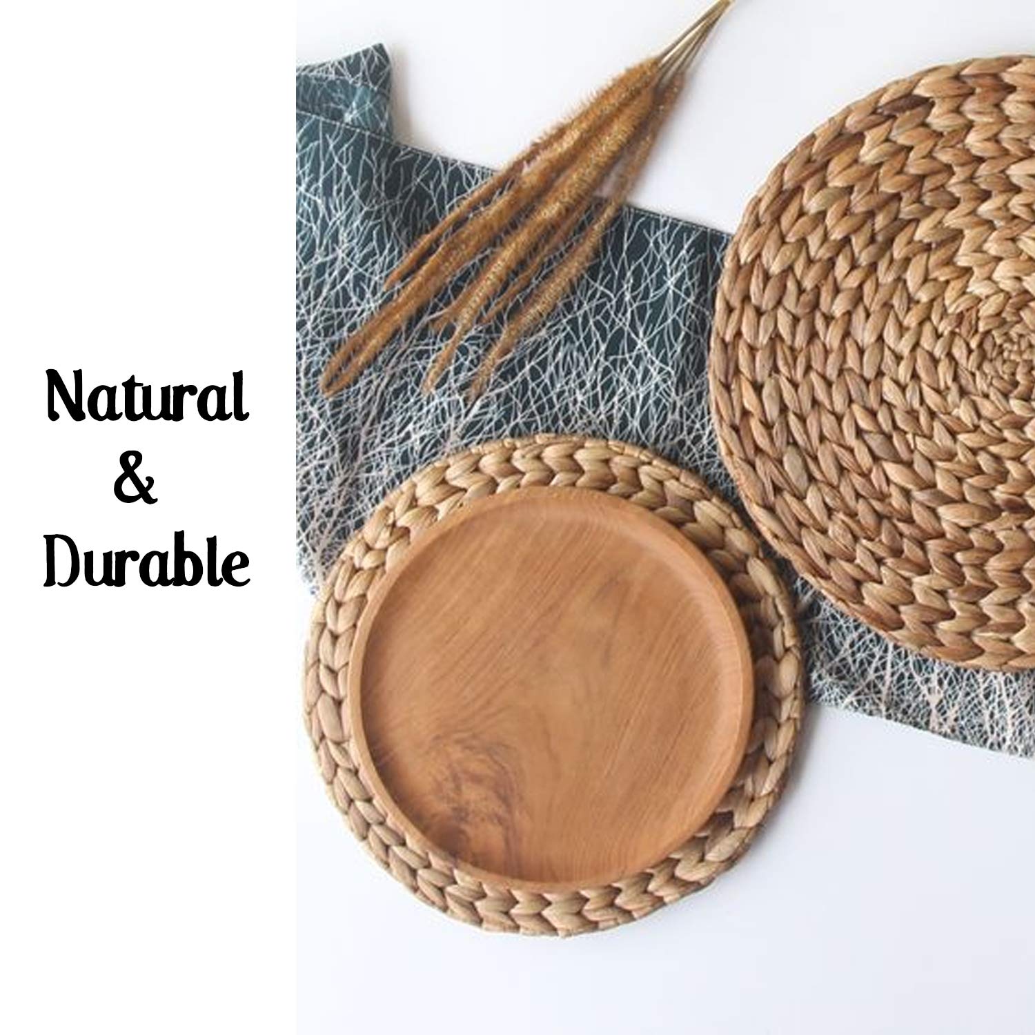 Boho Water Hyacinth Placemats Set of 10 - 11.8