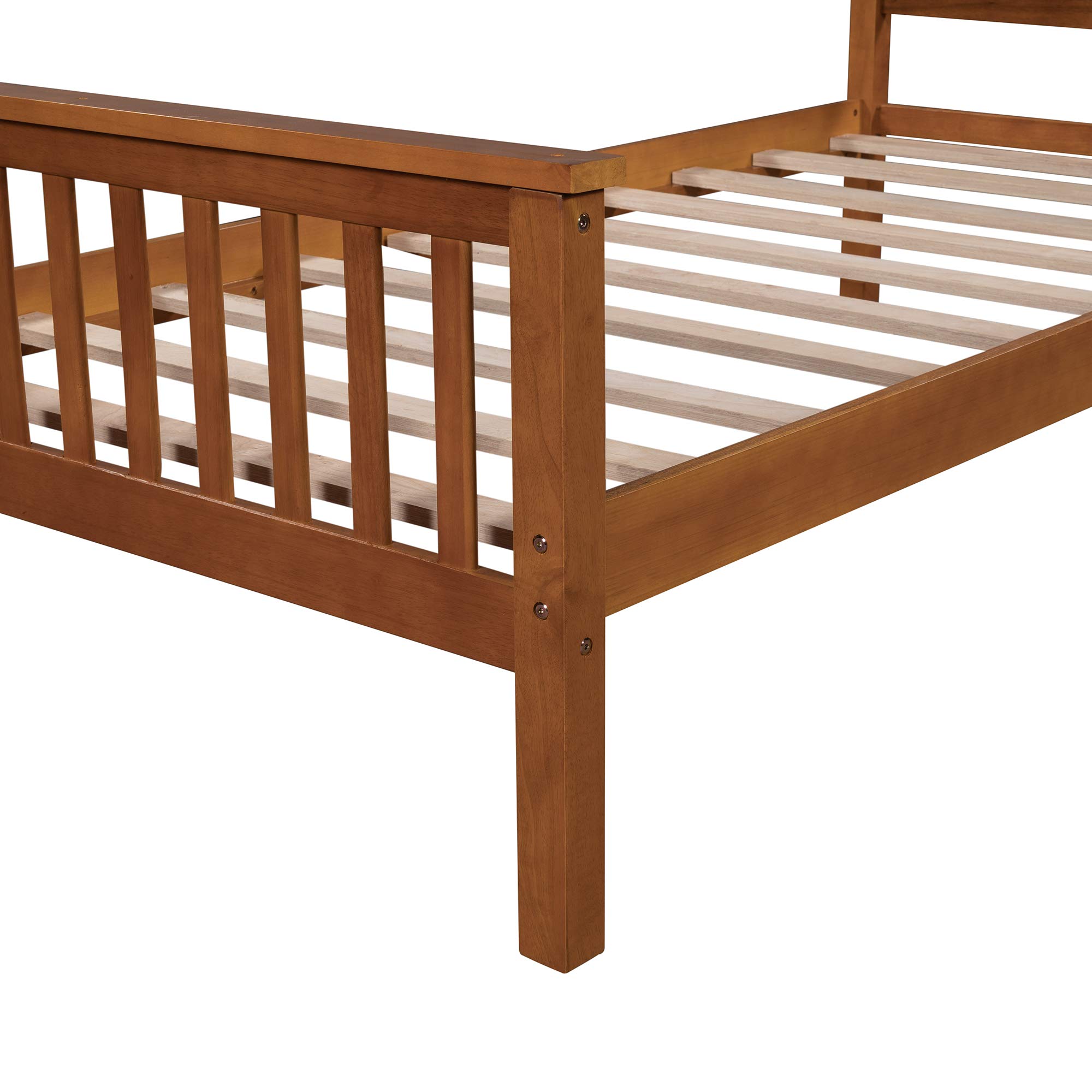 Harper & Bright Designs Solid Wood Twin Bed Frame with Headboard & Footboard - No Box Spring Needed, Sturdy Platform Bed for Kids & Teens - Perfect for Bedrooms, Guest Rooms & Dormitories (Oak Finish)