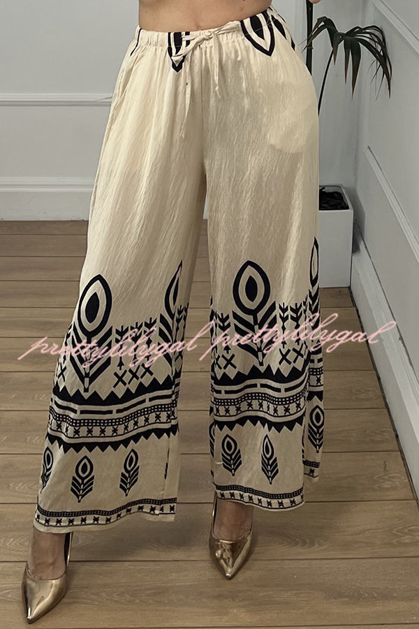 Stylish Elastic Waist Wide Leg Pants with Pockets - Comfortable Casual Women's Trousers for Work, Travel & Everyday Wear