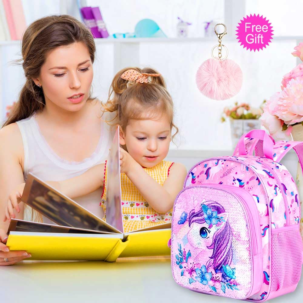 **Unicorn Toddler Backpack for Girls - 12