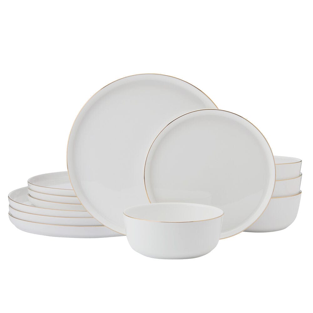 Samantha Gold 12-Piece Dinnerware Set - Elegant Tableware Service for 4, Perfect for Family Dinners, Holiday Gatherings & Formal Dining Occasions