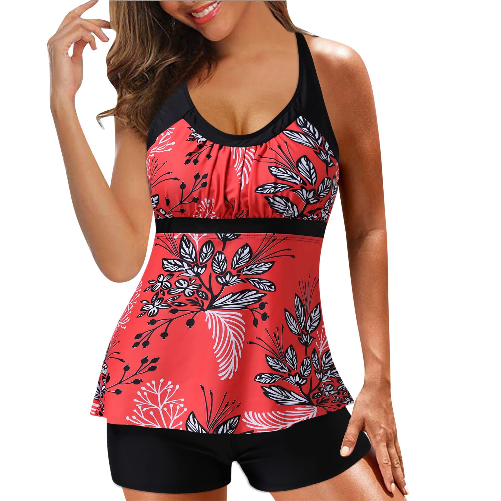 Sexy Women's Two Piece Swimsuit with Shorts & Spaghetti Straps - High Waisted Bikini Set for Beach Vacation, Pool Party & Summer Travel