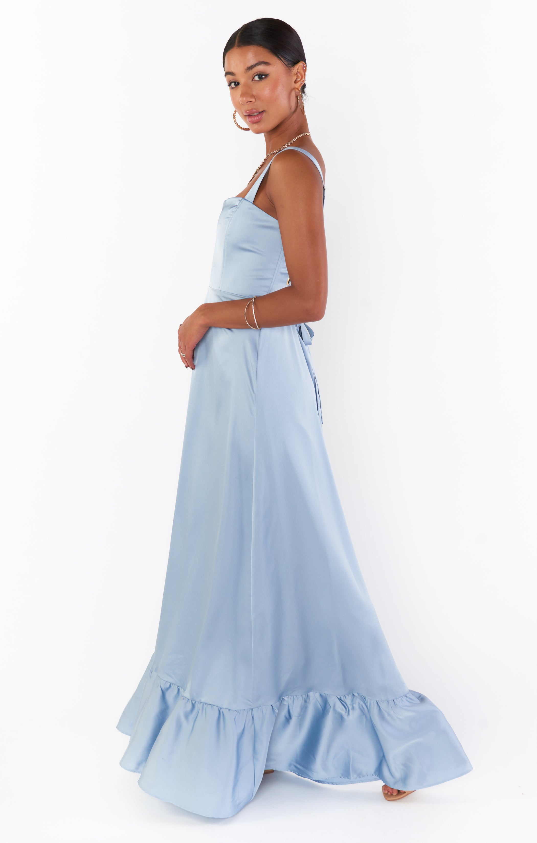 Clarissa Corset Dress - Steel Blue Luxe Satin Corset Top for Women | Elegant Formal Evening Gown & Prom Dress | Perfect for Weddings, Parties, and Special Occasions
