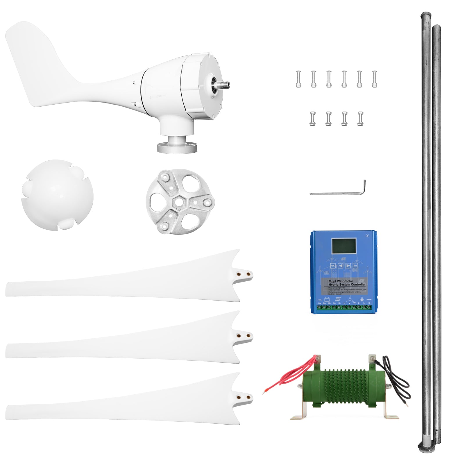 Rocksolar 600W 12V/24V Wind Turbine Generator Kit with MPPT Hybrid Controller for Home, RV, Boat & Off-Grid Power Supply - Renewable Energy Solution for Camping, Cabins & Emergency Backup