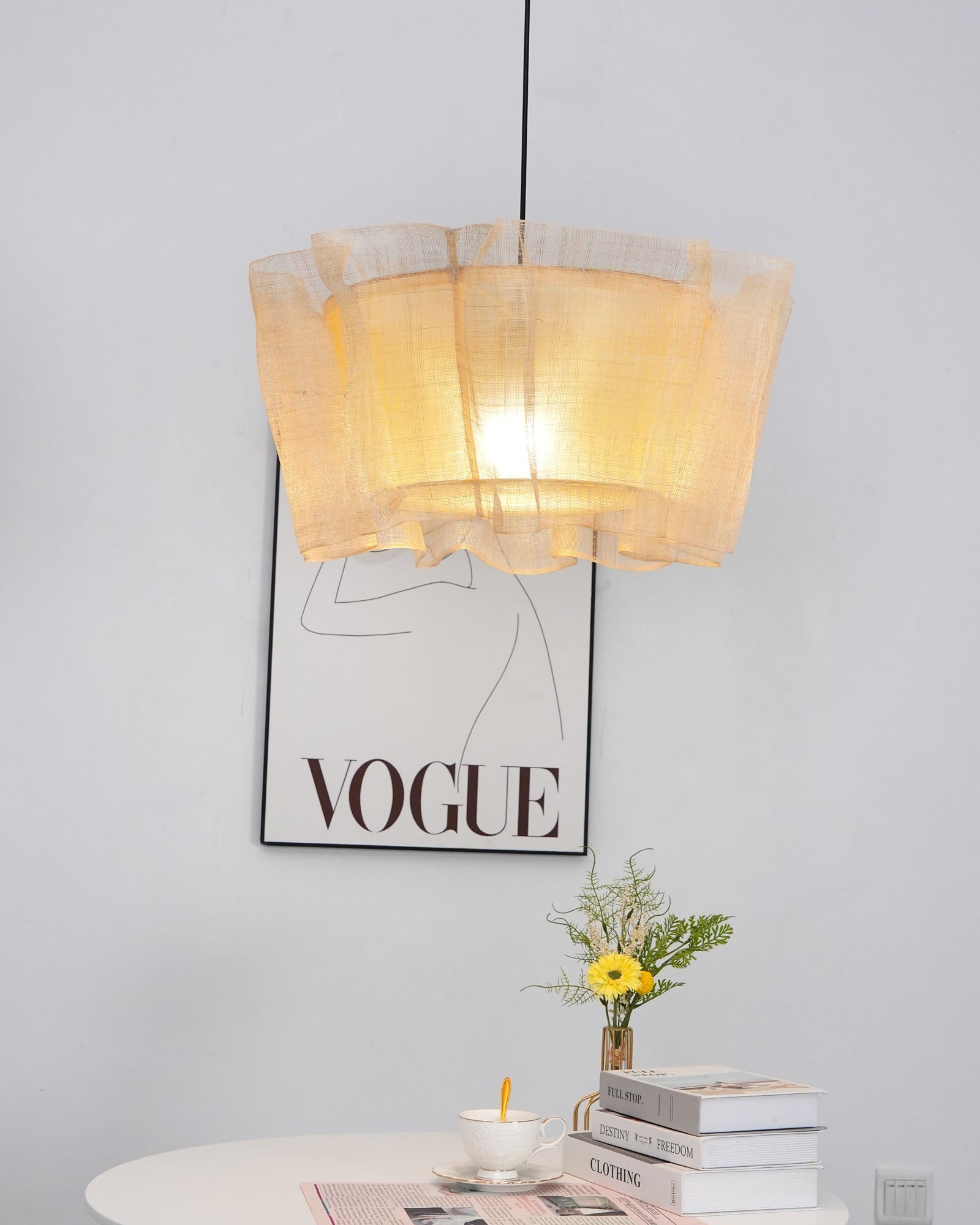 Handwoven Flaxen Pendant Lamp - Natural Rattan Hanging Light Fixture for Boho Living Room, Bedroom or Dining Room Decor