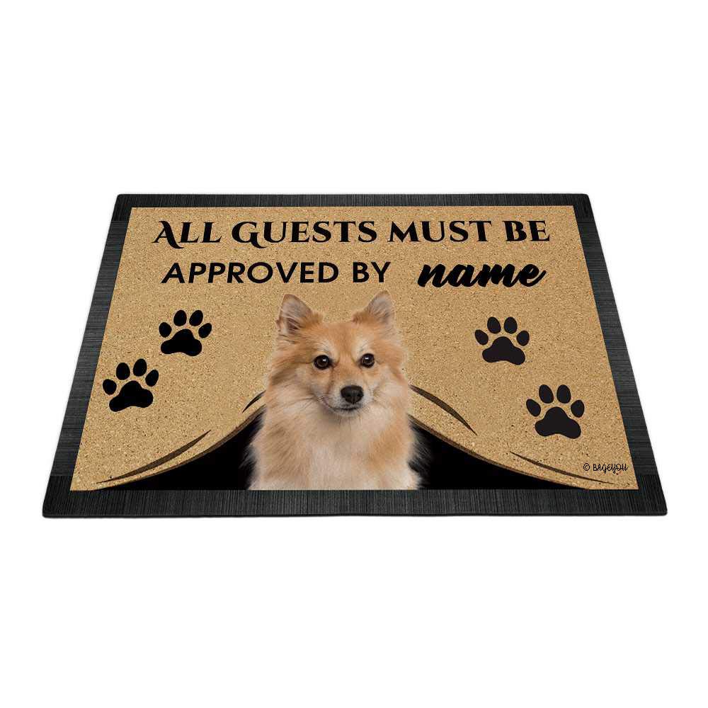 BAGEYOU Personalized Welcome Doormat - Custom Name with Cute Pomeranian Dog Design, 23.6