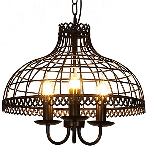 Vintage Industrial Wind Chandelier Pendant Light - E14 Edison Bulb, Iron Hanging Lighting Fixture for Clothing Store, Grill Bar, Loft & Home Decor | Perfect for Restaurant, Cafe, Bedroom and Vintage Style Interior Design