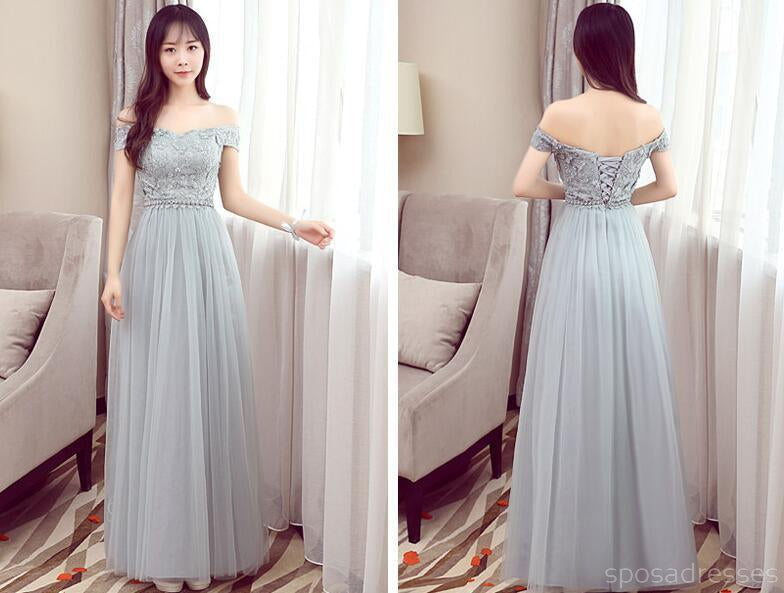 Affordable Gray Lace Soft Tulle Long Bridesmaid Dresses - Mismatched Elegant Design for Wedding Party, BD015 | Perfect for Formal Events, Bridal Showers & Special Occasions