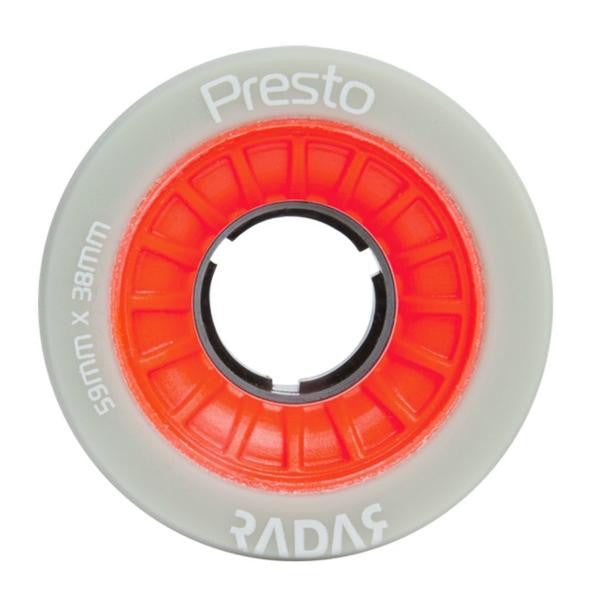 Radar Presto 59mm Quad Wheels - 4 Pack Set for Roller Skates, Skateboards & Scooters - High Performance Outdoor & Indoor Sports Wheels