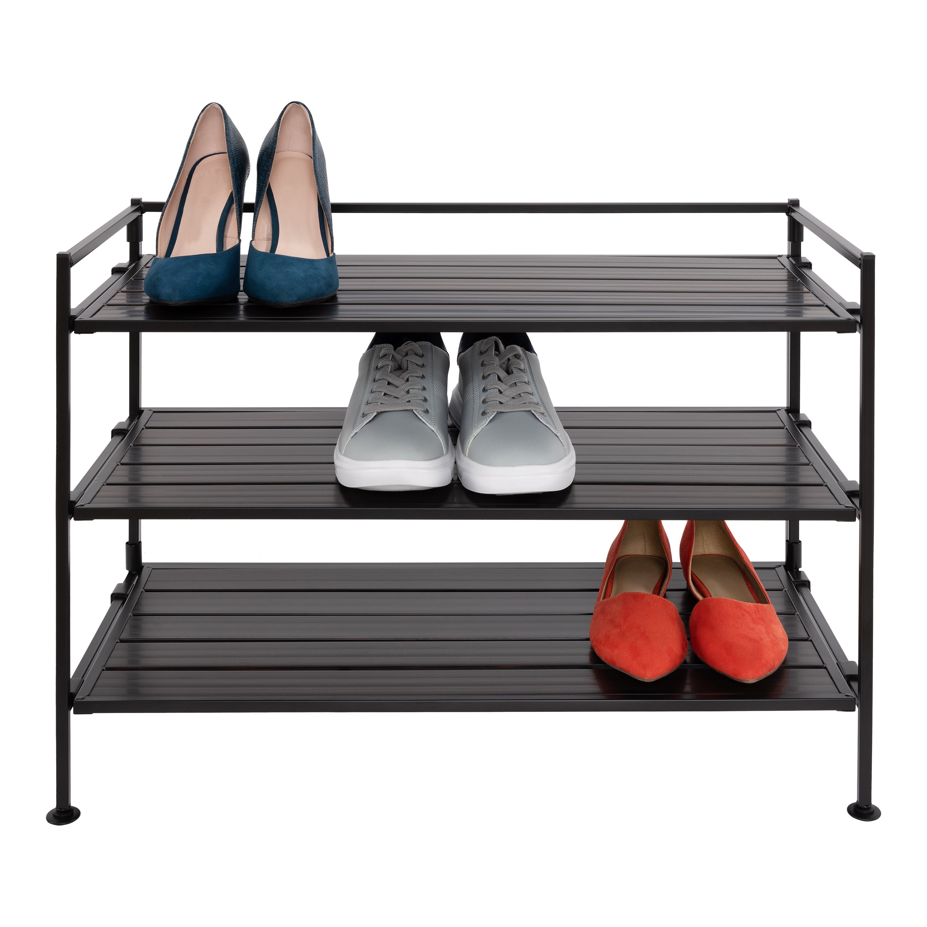 3-Tier Resin Slatted Shoe Rack for Entryway, Closet & Home Organization - Space Saving Shoe Storage Solution for Men, Women & Kids