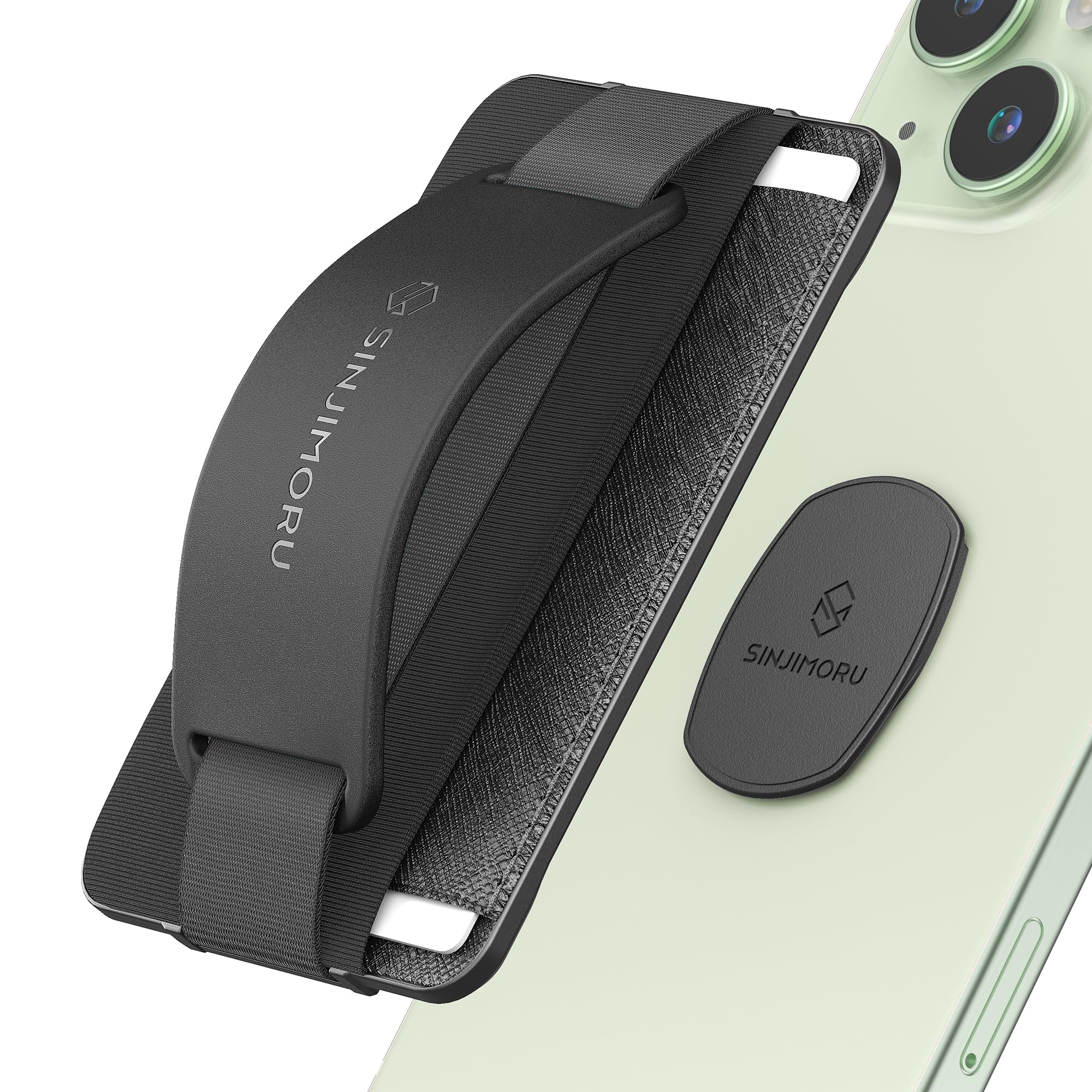 Sinjimoru Detachable Phone Wallet & Card Holder - Multi-Function Phone Stand, iPhone Grip for Wireless Charging (Not MagSafe Compatible) - Perfect for Travel, Shopping & Everyday Use