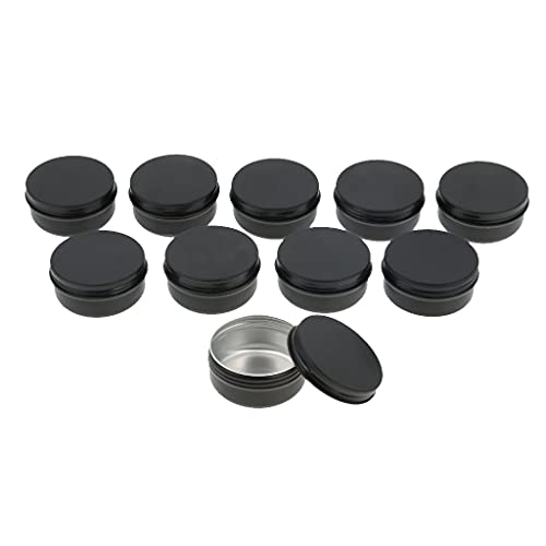 10 Pack 30g Empty Aluminum Cosmetic Jars with Black Screw Lids - Perfect for DIY Lip Balm, Candle Making, Creams & Travel-Size Toiletries - Reusable Metal Tins for Home Beauty Products & Crafts
