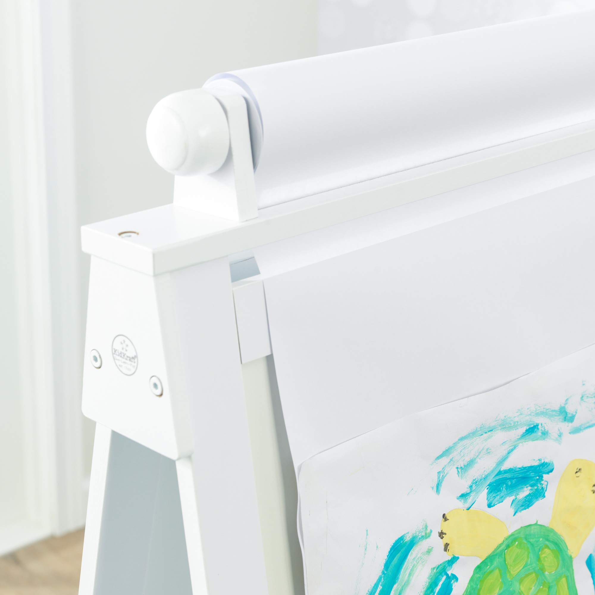 KidKraft Deluxe Wooden Art Easel with Chalkboard & Dry Erase Board, Paper Roll & Paint Cups - White Kids Art Station for Ages 3+ | Perfect for Home, Classroom & Creative Play