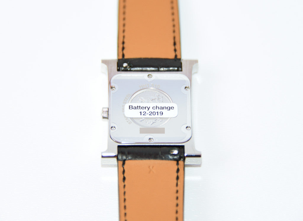 Hermes Diamond H Heure Watch MM Black Crocodile Strap - Luxury Swiss Watch for Men & Women | Perfect for Business Meetings, Formal Events & Gift Giving