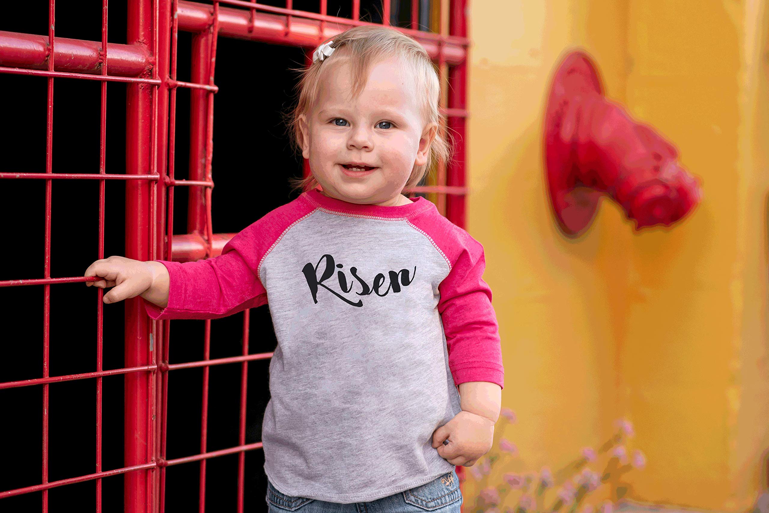 7 ate 9 Apparel Kids Easter Raglan T-Shirt - Pink Long Sleeve Graphic Tee for Boys & Girls - Perfect for Easter Celebrations, Spring Outfits & Family Photos