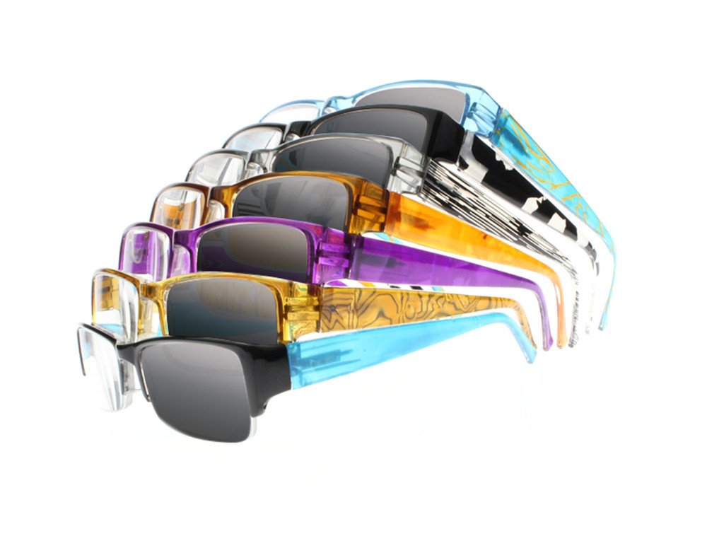 Stylish Half Rim Colorful Photochromic Reading Glasses with UV400 Protection - Lightweight Transition Sunglasses for Men & Women - Perfect for Reading, Driving, and Outdoor Activities