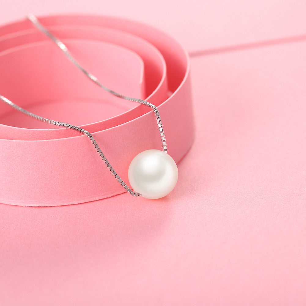 AAA Quality 8MM White Freshwater Cultured Pearl Pendant Necklace in 925 Sterling Silver for Women - Perfect for Weddings, Anniversaries & Special Occasions