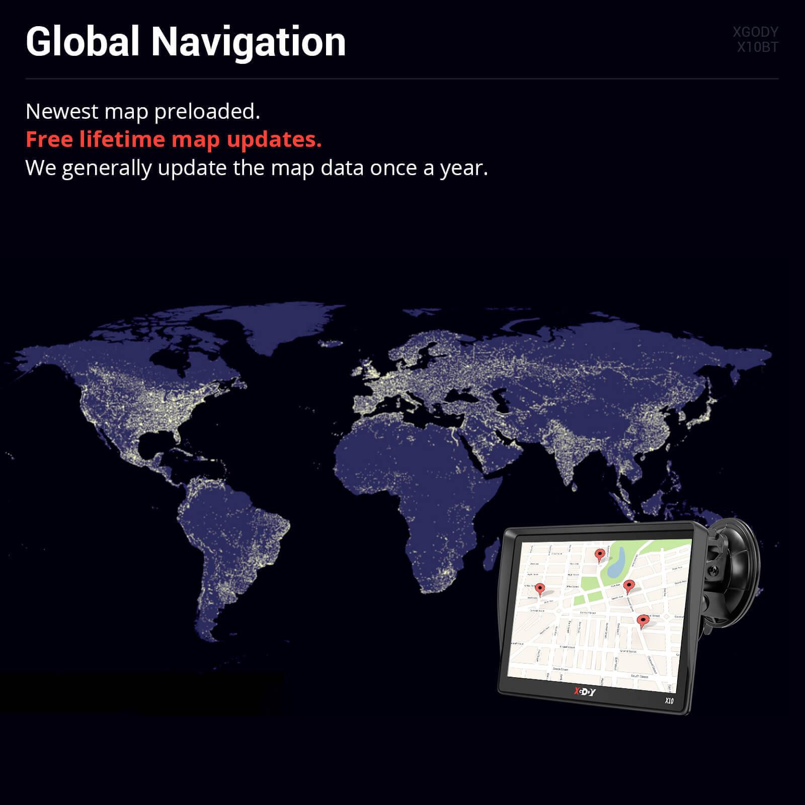 XGODY X10F/BT 9-Inch HD Large Screen GPS Navigation System with Intelligent Voice Broadcast - Perfect for Cars, Trucks, RVs & Motorcycles - Easy-to-Use Satellite Navigation for Road Trips & Daily Commutes