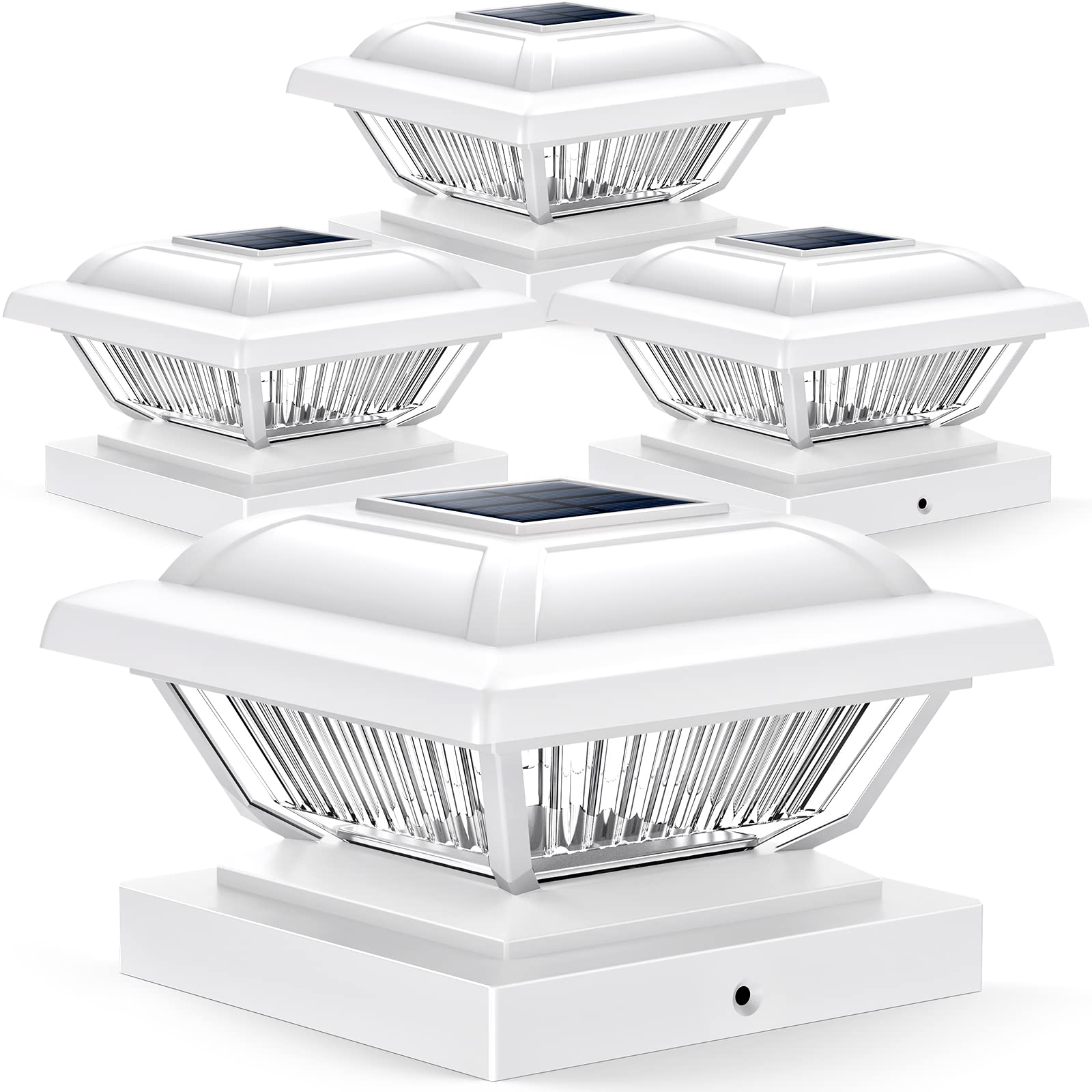 LETMY 4 Pack Solar Outdoor Post Cap Lights - High Brightness Waterproof Solar Fence Lights for 4x4, 4.5x4.5, 5x5 Wood Posts - Perfect for Fence, Deck, Patio & Garden Decoration - Solar Powered Landscape Lighting for Pathways, Driveways & Backyard Ambience