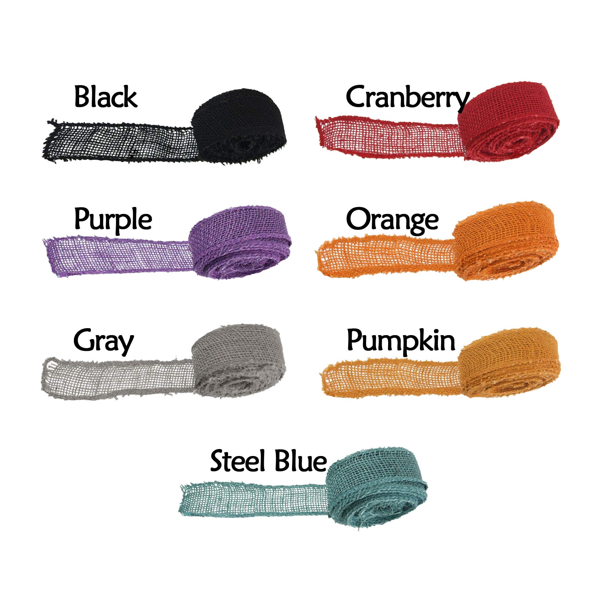 JubileeYarn 1.5 Inch Wide 10 Yard Pumpkin Burlap Fabric Ribbon Roll - 60 Pieces Bulk Pack for Fall Crafts, DIY Home Decor, Gift Wrapping & Seasonal Party Decorations