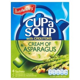 Batchelors Cup a Soup Asparagus with Croutons - 4 Pack (117g x2) | Instant Soup Mix for Quick Meals, Office Lunches & Camping Trips