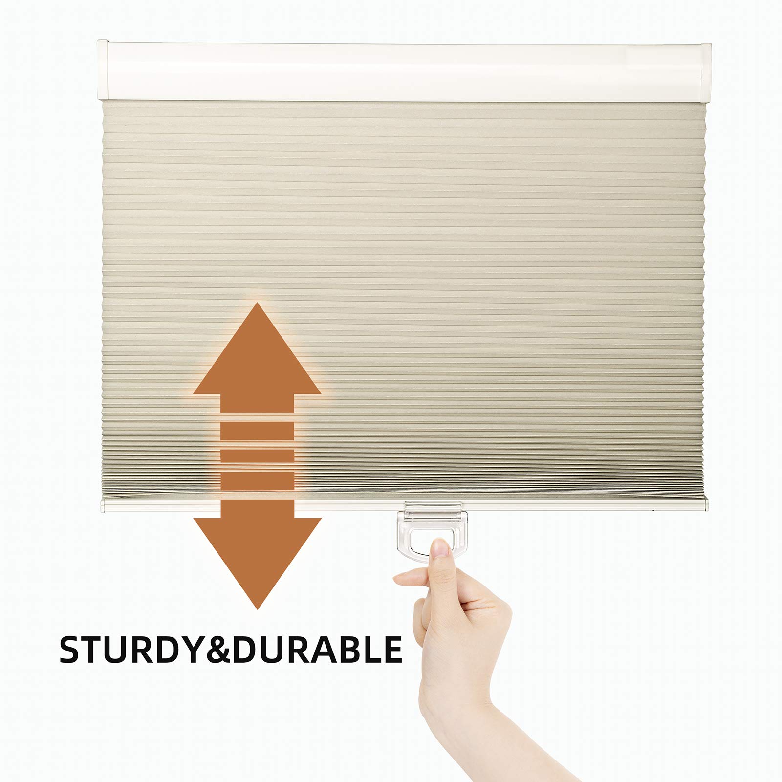 Boolegon Cordless Blackout Honeycomb Shades - Thermal Insulated Cellular Blinds for Windows, Dark Beige, 26.5