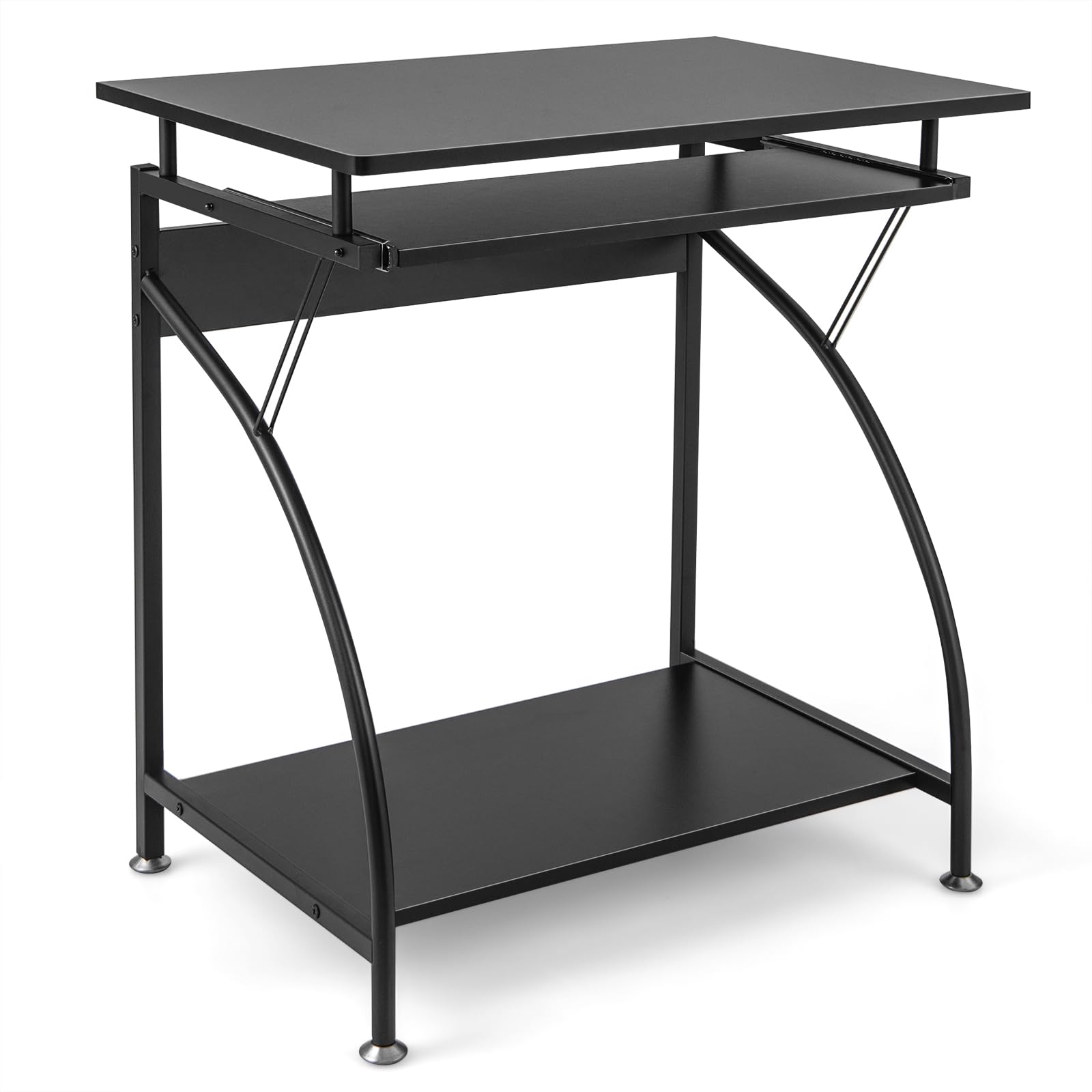 Tangkula Compact Computer Desk with Keyboard Tray & CPU Stand - Home Office Workstation, Study Writing Desk for Small Spaces, Portable PC Laptop Table for Bedroom - Perfect for Remote Work, Gaming & Small Apartment Living