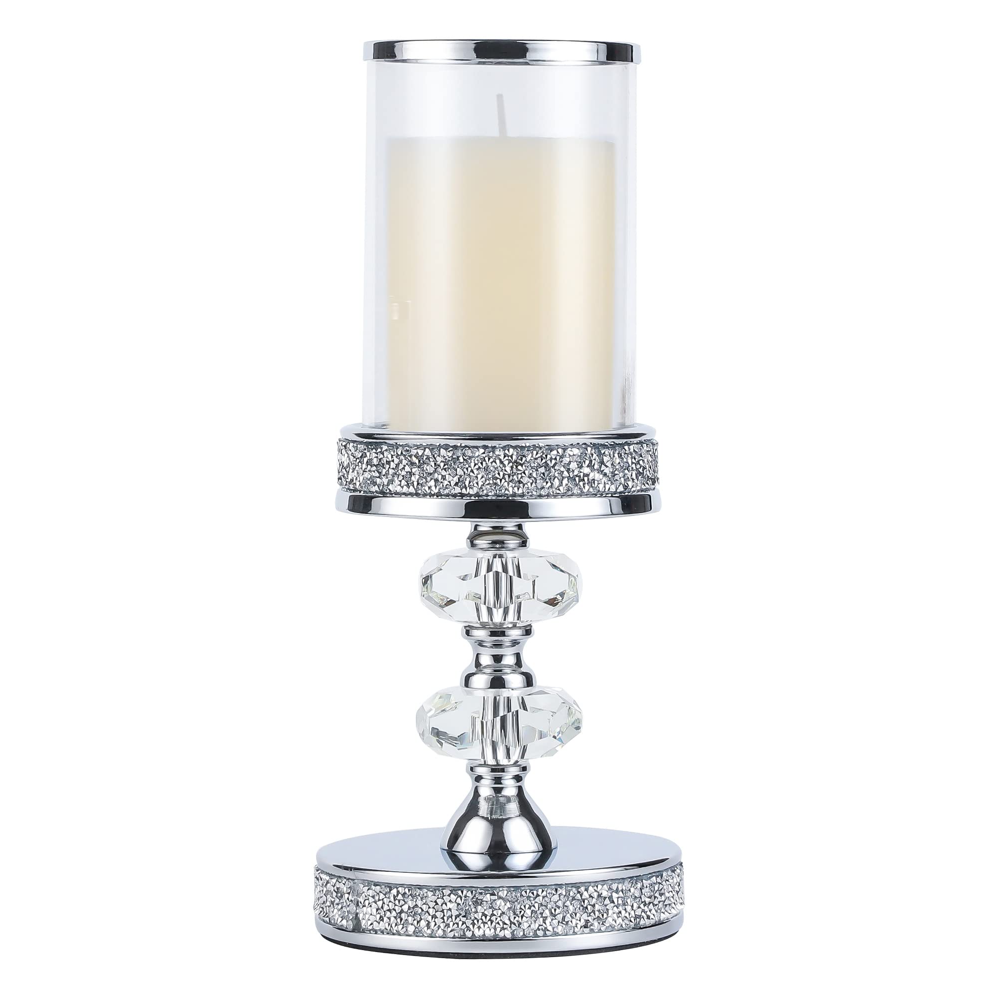 Elegant Crystal Pillar Candle Holders for Home Decor - Wedding & Event Centerpieces, Coffee Table Candlesticks (Set of 2) - Perfect for Romantic Dinners, Spa Relaxation, and Holiday Decorations