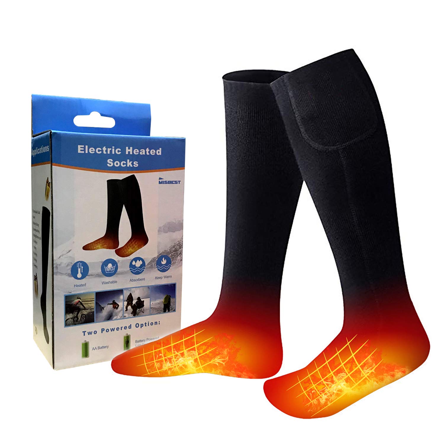 Rechargeable Electric Heated Boot Socks - Battery Powered Thermal Foot Warmers for Winter, Cold Weather & Outdoor Activities (Hiking, Skiing, Snowboarding) - Perfect for Chronically Cold Feet (Battery Not Included)