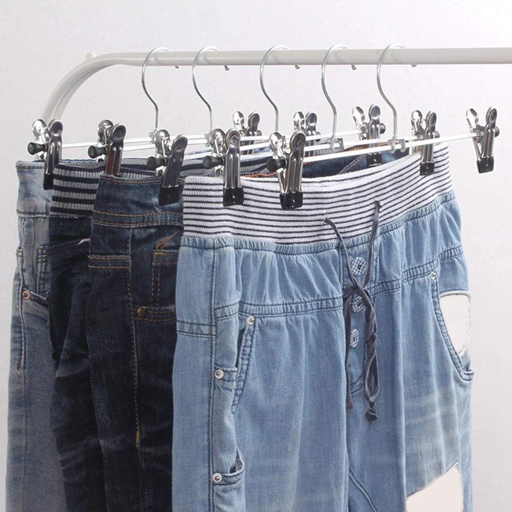 10-Pack Heavy Duty Stainless Steel Coat Hangers - Non-Slip Clothes Hangers for Pants, Skirts & Drying Clothes - Space Saving Wardrobe Organizer for Closet, Laundry Room & Travel