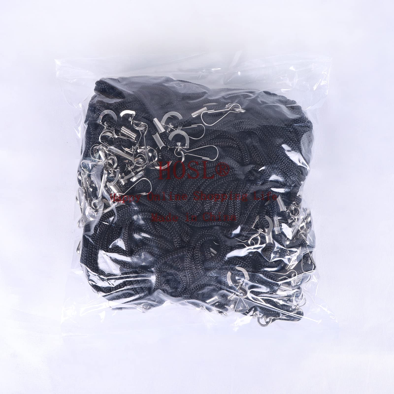 HOSL Black Nylon Lanyards 100 Pack with Swivel Hook for Office ID Cards & Events